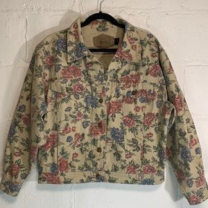 Woolrich Women’s Vintage Floral Print Tan Denim Jacket Sz M